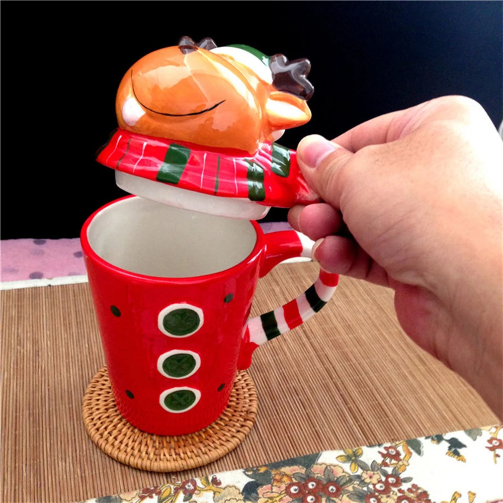 Рождественские керамические чайные кружки 350 мл забавная дорожная кофейная