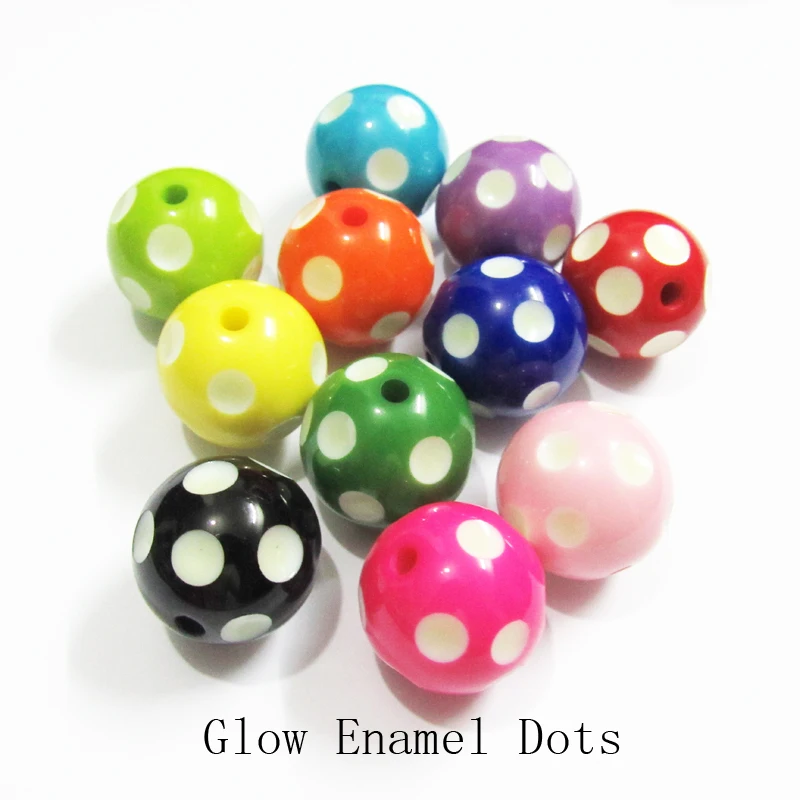 

Wholesale Newest 20mm 100pcs/bag,Glow Enamel Polka Dot Beads For Fashion Chunky Kids Necklace