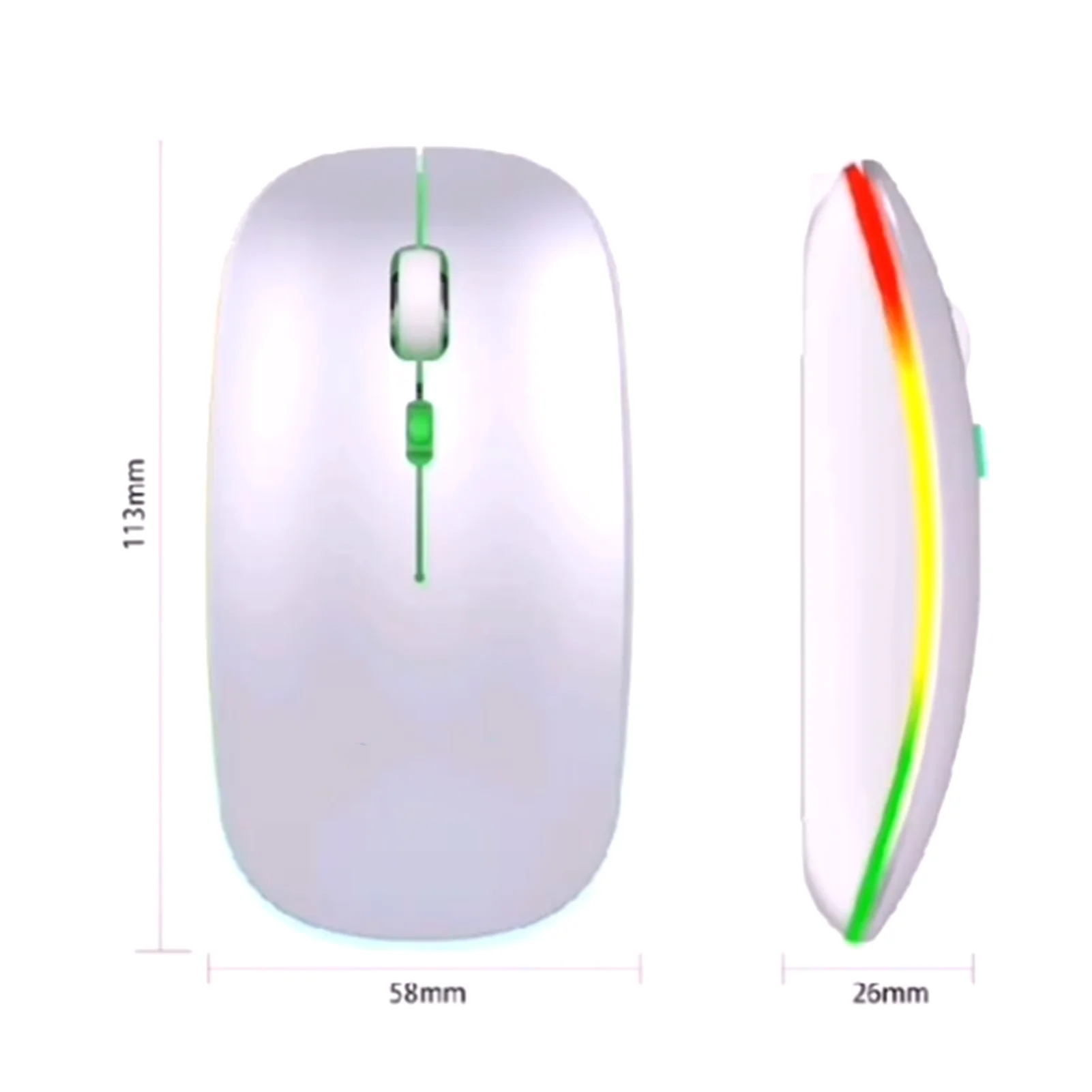 

2.4G Portable RGB Color Light Mute Wireless Bluetooth Mouse PC/Laptop Accessory