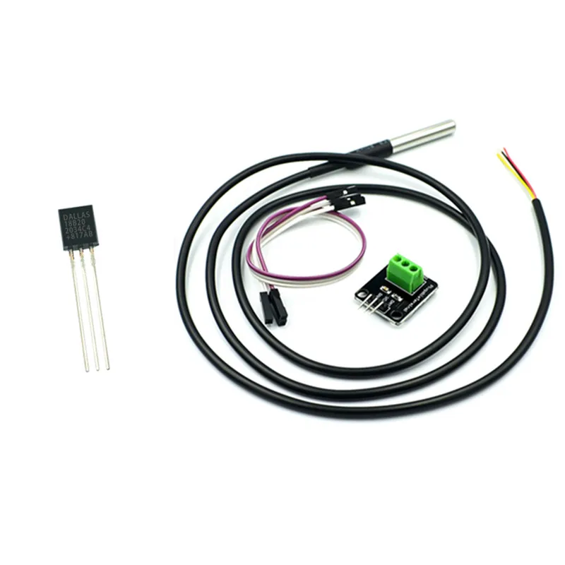 DS18B20 Temperature Sensor Module Kit Waterproof 100CM Digital Cable Stainless Steel Probe Terminal Adapter For Arduino |