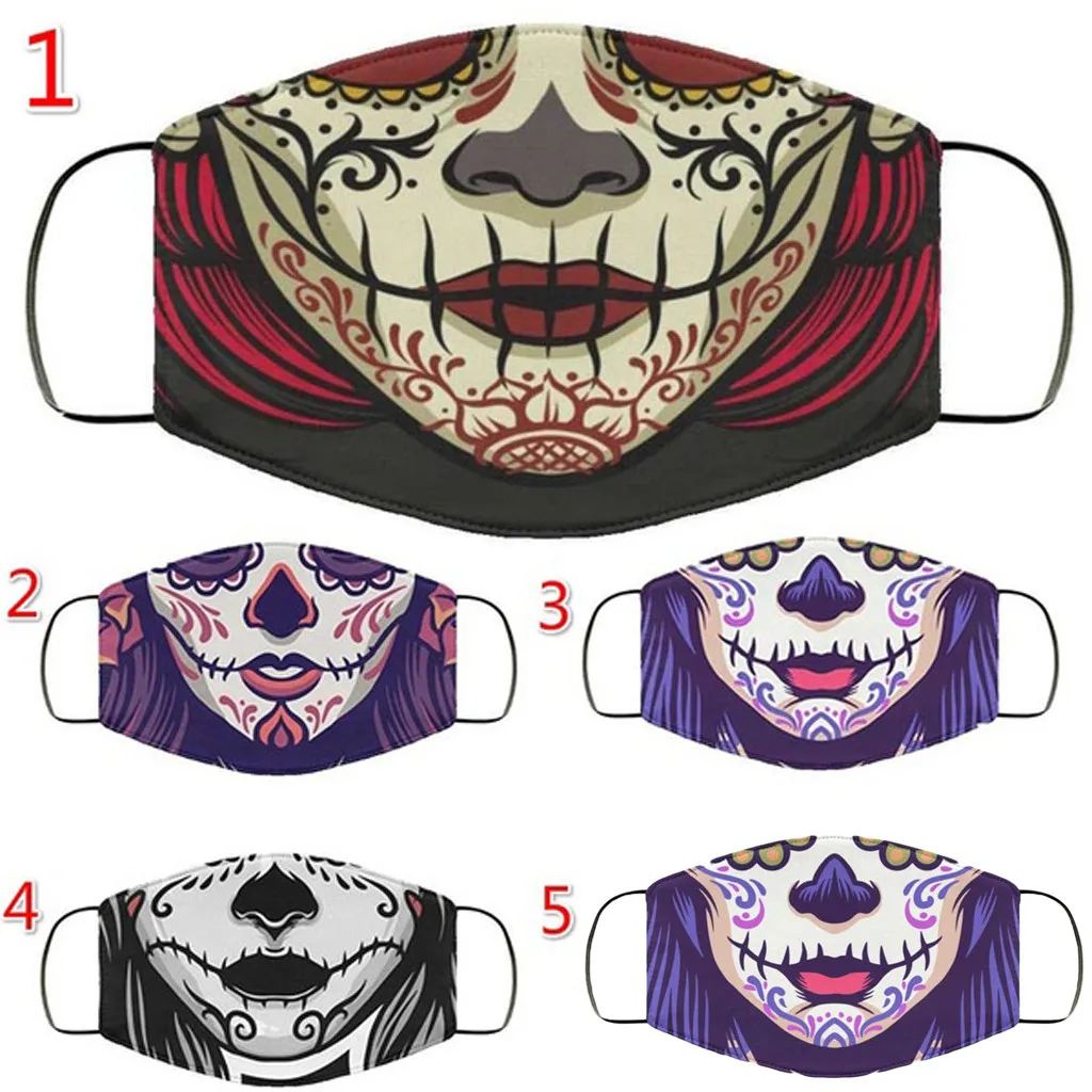 

Маска многоразовая для взрослых, моющаяся Маска для Хэллоуина, Маска для лица, хлопковая с принтом черепа, 1 шт.