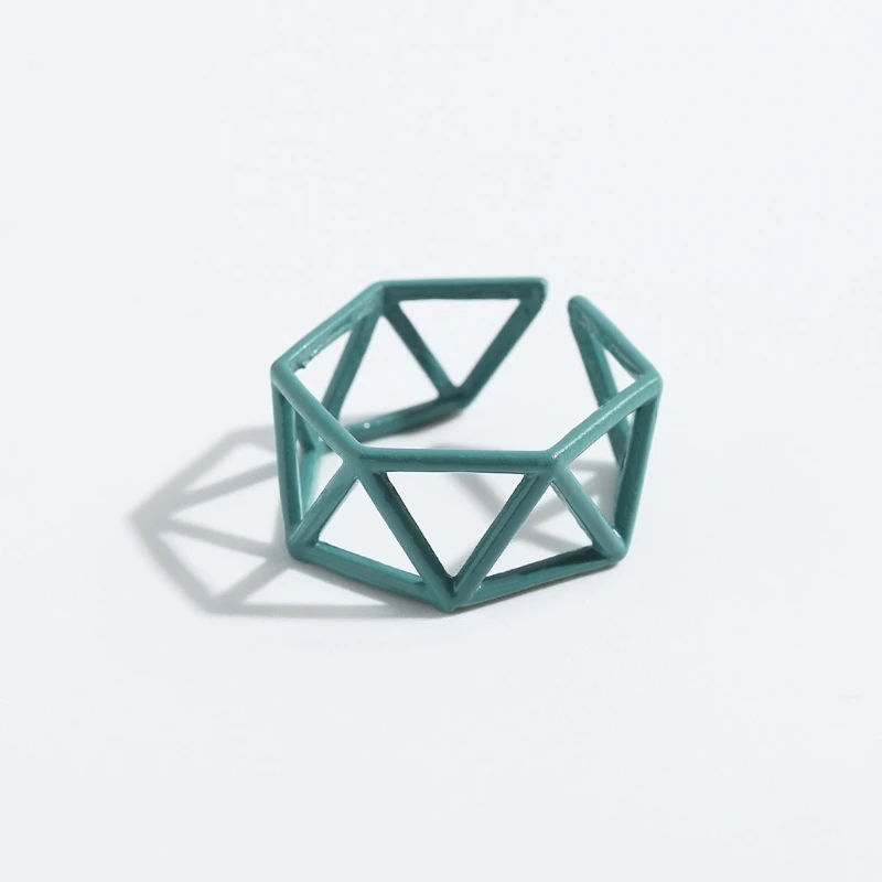 

E56A Thick Ring Color Alloy Ring Suitable for Girls Cute Square Transparent Ring