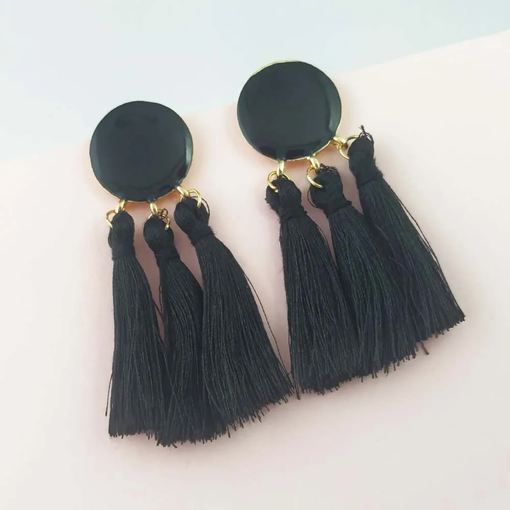 Богемные массивные Серьги-кисточки золотистый цвет Круглый Висячие серьги для