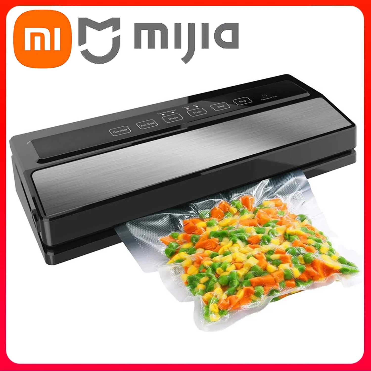 

XIAOMI Mijia лучший вакуумный упаковщик 220 В/110 В автоматический сухой и влажной пищи режимы размагничивания вакуумный упаковщик с 5 пакетами