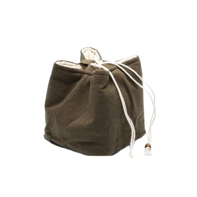 

Teacup storage bag cotton linen bundle mouth bag drawstring thickening a pot of four cups travel tea set pot bag tea ceremony