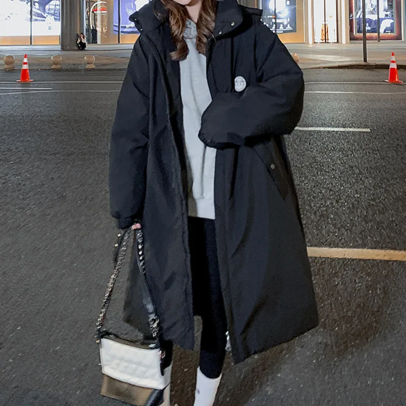 

Женская хлопковая одежда, новинка 2021, Корейская версия, свободная зимняя модная куртка средней и длинной вязки, пуховик до колен