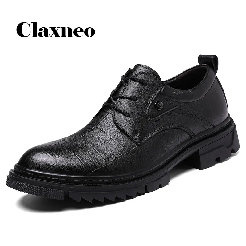 CLAXNEO Man Oxfords Genuine Leather 2020 Spring Male Dress Shoes High Increase clax Men's Derby Footwear Brand Big Size | Обувь