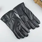 Перчатки мужские из искусственной кожи, теплые мотоциклетные митенки для экрана, бархатные, черные, для верховой езды, подарок на Хэллоуин, оптовая продажа