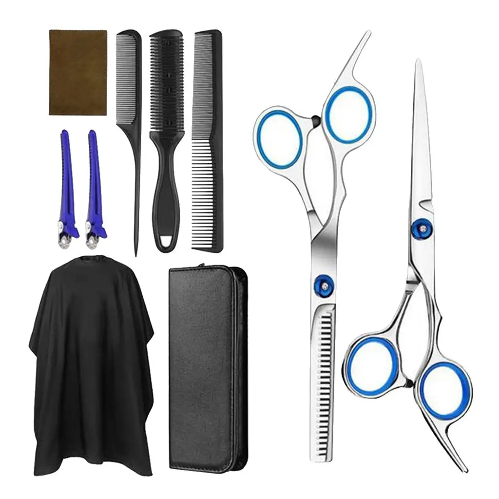

Set of 10 Haircutting Stainless Steel Scissors Shears Tool Kits Thinning Home Combo