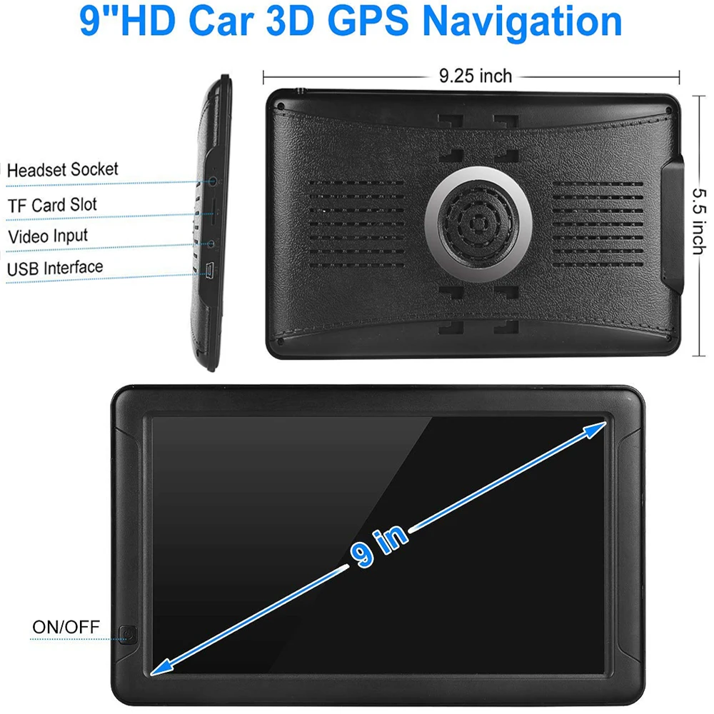 GPS навигация для автомобиля 9 дюймов HD емкостный ЖК дисплей сенсорный экран 256 Мб/с