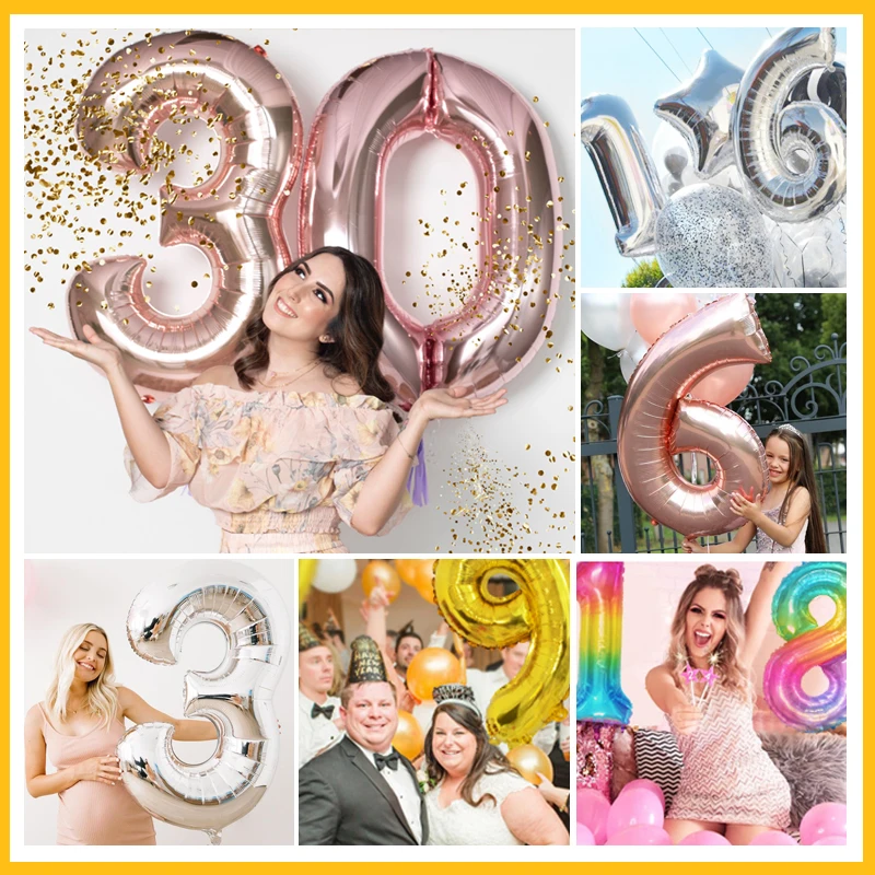 

40inch Big Number Balloons Birthday Party Decoration Wedding Baby Shower Anniversary Valentine's Day Helium Floating Balloon
