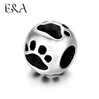 Бусины Из Нержавеющей Стали, отпечатки лап, полые отверстия 5,5 мм, металлические Европейские Бусины, браслеты, шармы, принадлежности для рукоделия, Ювелирная фурнитура