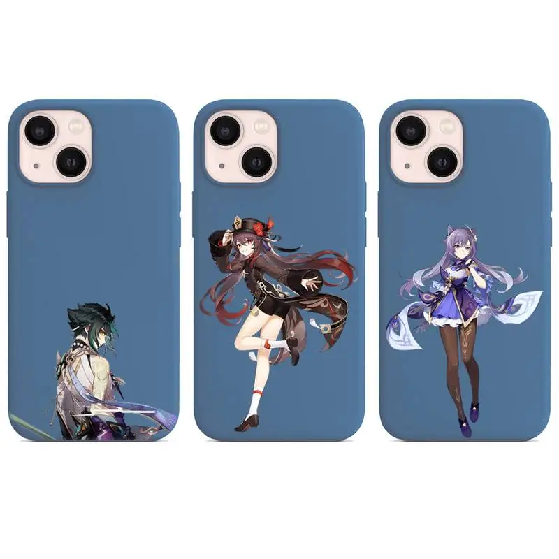 

xiao genshin impact Phone Case for iphone 13 12 XS 11 pro max mini SE 2020 6 6s 7 8 plus X XR cases candy color blue funda