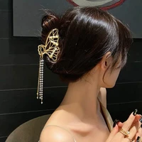 2021 luxury flower butterfly pearls tassel metal hair claws women summer elegant party hair clips barrettes hair accessories