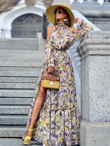 Dress Women New Polyester A-line Full Empire Vestido Longo Woman Dress 2020 Hot Sale Summer Sexy Long Sleeve Halter Print Women Dress Women New Polyester A-line Full Empire Vestido Longo Woman Dress 2020 Hot Sale Summer Sexy Long Sleeve Halter Print Women