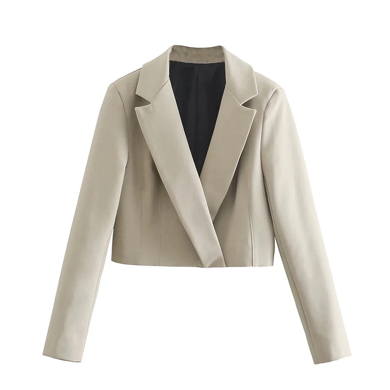 DUOPERI Мода 2021 укороченный пиджак женский с длинным рукавом Повседневный офисный