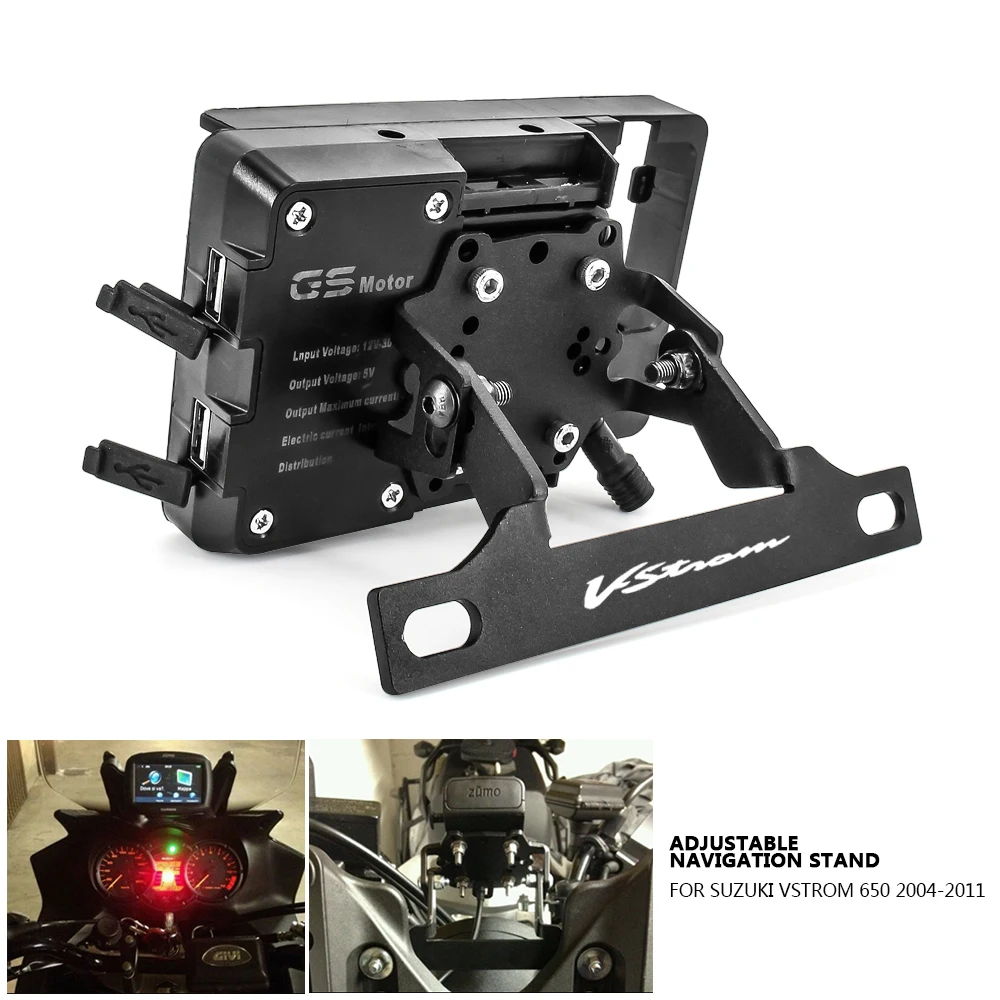 

Motorcycle Front Phone Stand Holder Smartphone Phone GPS Navigaton Plate Bracket For SUZUKI VSTROM 650 YEAR UNTIL 2004-2011