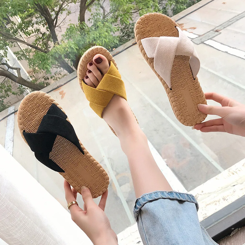 SAGACE/летние туфли Женские модные шлепанцы с перекрестной шнуровкой Льняные