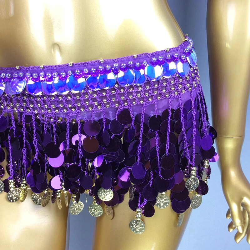 2020 Sexy Samba Belly Dance Costume for Women Hand Beaded sequins purple Color Bra and Scarf Necklace 3 pieces