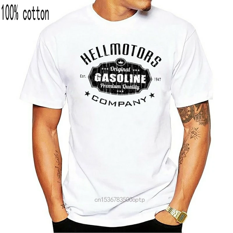 

2019 Fashion Gasoline Herren T-Shirt Weiss Oldschool Rockabilly V8 Hellmotors Biker Hot Rod Tees