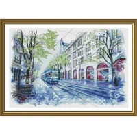 3th lovely counted cross stitch kit city tram train city street landscape scenery ns re 3502 free shipping