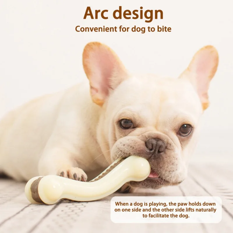 

1 Pc Pet Dogs Chewing Toy With Beef Flavor Bite-Resistant Toy Puppy Molar Bone Shaped Rod For Pet Dogs Teeth Cleaning S/M/L