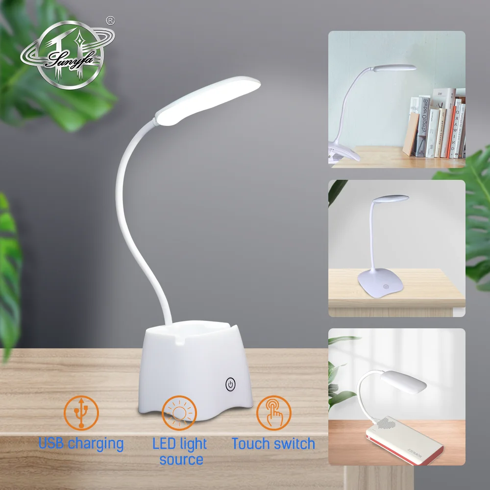

Светодиодная перезаряжаемая настольная лампа для глаз 5 в постоянного тока, лампа для чтения для учебы, Usb-лампа для общежития, многофункциональный держатель для ручек, Гибкая настольная лампа