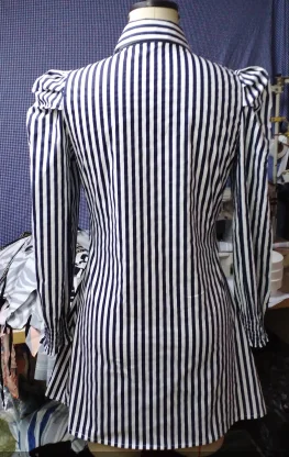 

New striped puff sleeve slim shirt dress