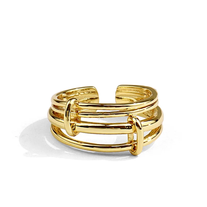 

ZN 2021 Trendy Simple Opening Chain Finger Rings Fashion Jewelry Best Gifts Vintage Personality Geometric Metal Rings for Women