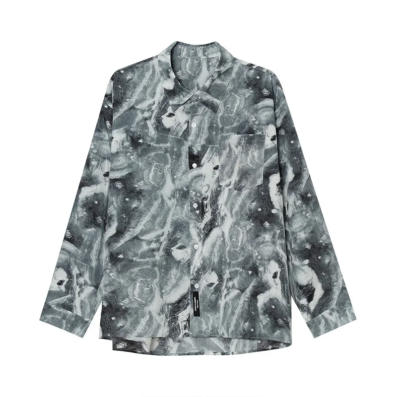 

IEFB Men's Print Shirts Long Sleeve Spring New 2021 Single Breasted Causal Blouse Tops For Male Korean Trend Clothes 9Y6173