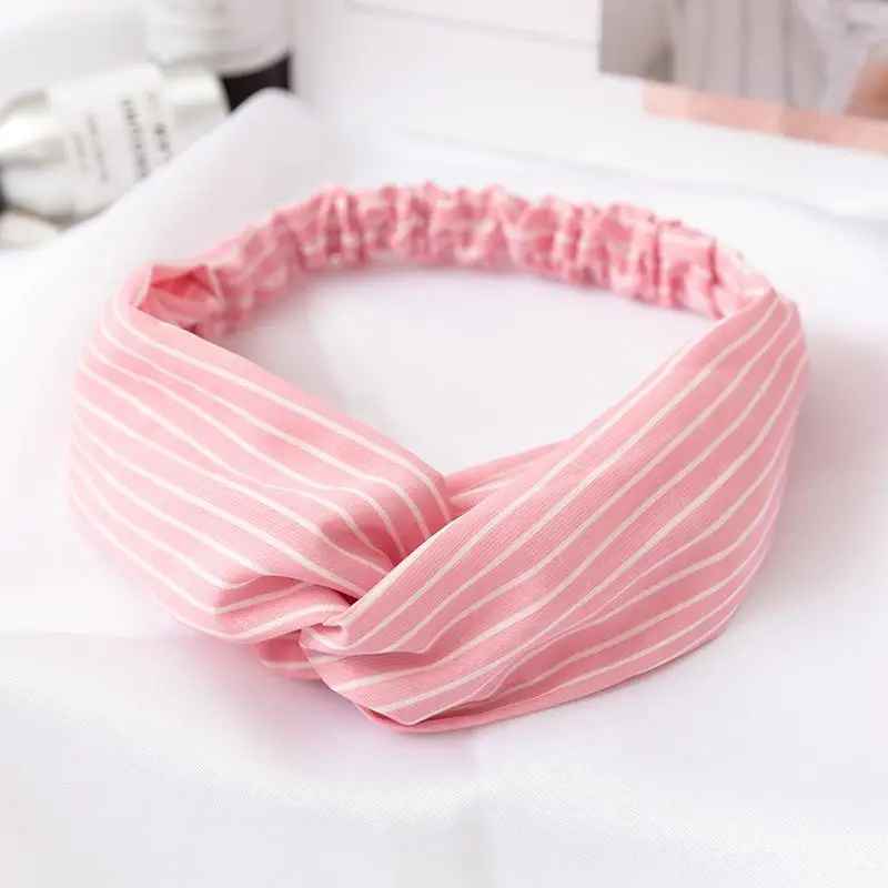 Модные гладкие тканевые полосатые скрученные повязки для волос Йога Цветочные