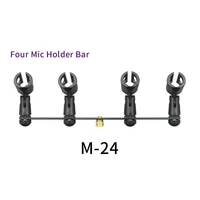 professional 4 mic holder clips microphone bar t bar thread adapter stand for speech chorus floor stand