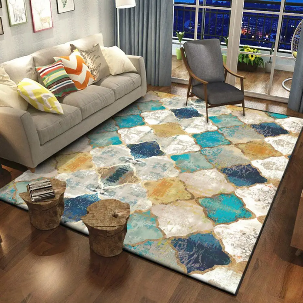 Нескользящий прямоугольный коврик марокканский для спальни гостиной столовой и