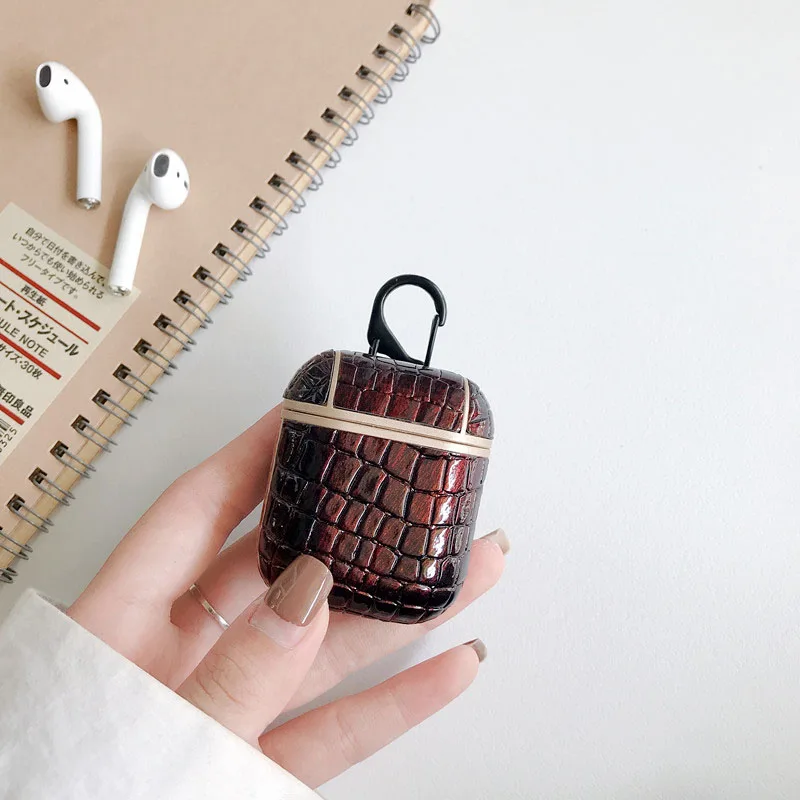 Модный кожаный чехол для наушников Airpods 2 Airpod 1 чехол бизнес-корпусы гарнитурные Airpods кожаный корпус-брелок для ключей аксессуары