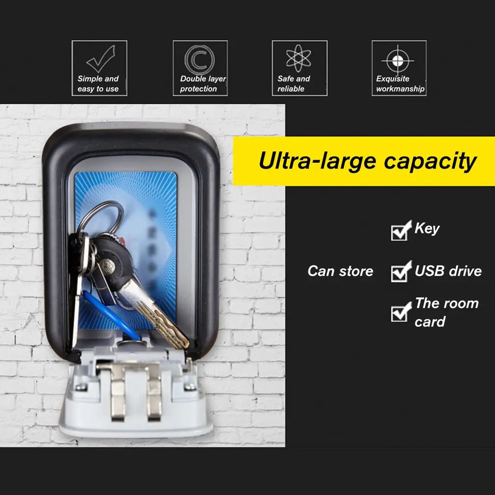 Клавиша блокировки настенный Алюминий брелок для ключей из Сейф всепогодный 4