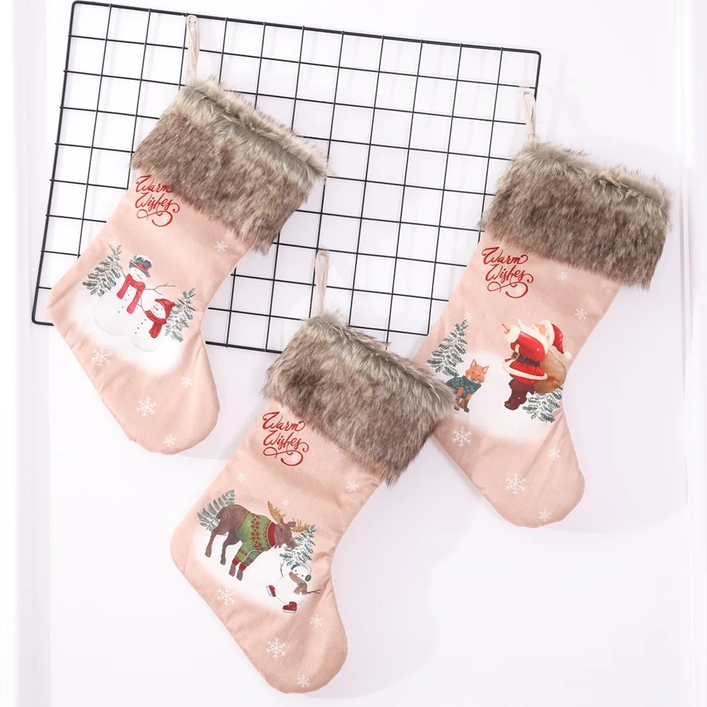 2019 Новые 20 дюймовые новогодние подарочные носки большой мех сырой