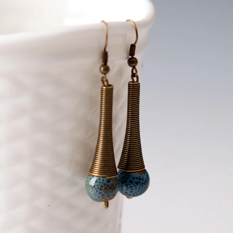 Серьги женские оригинальные фарфоровые серьги в японском и Южно Корейском стиле