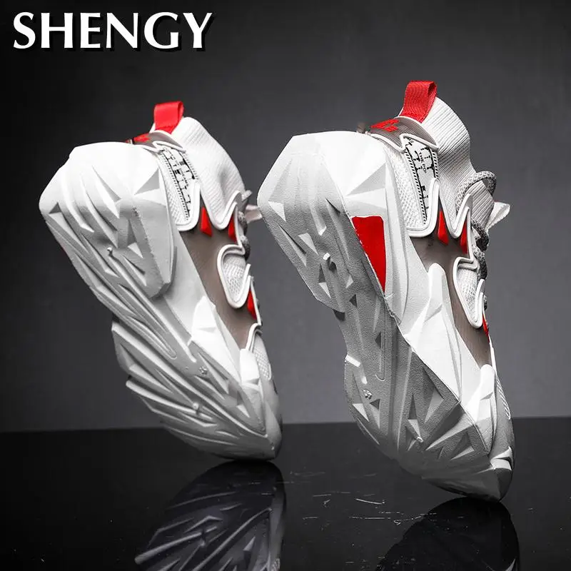 

Men Shoes Summer Fashion White High Top Casual Sneakers Men's Comfortable Designer Shoes Hiphop Sock Lace-Up Shoes