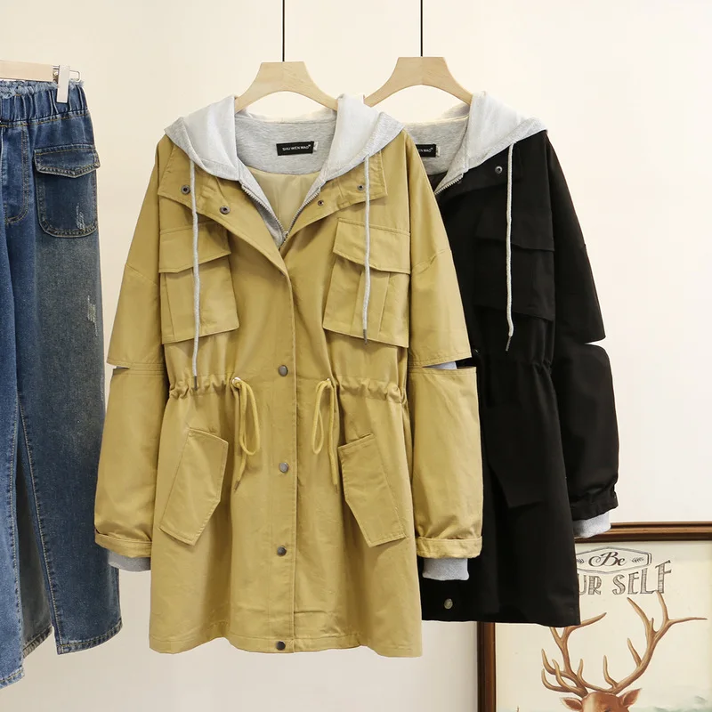 Большой ярдов хан издание толстый мм Весна Новая мода поддельные два с капюшоном