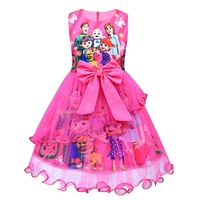 2021 cartoon cocomelon print pettiskirt baby girls net yarn princess dress little girl party bow skirt girls sleeveless dresses