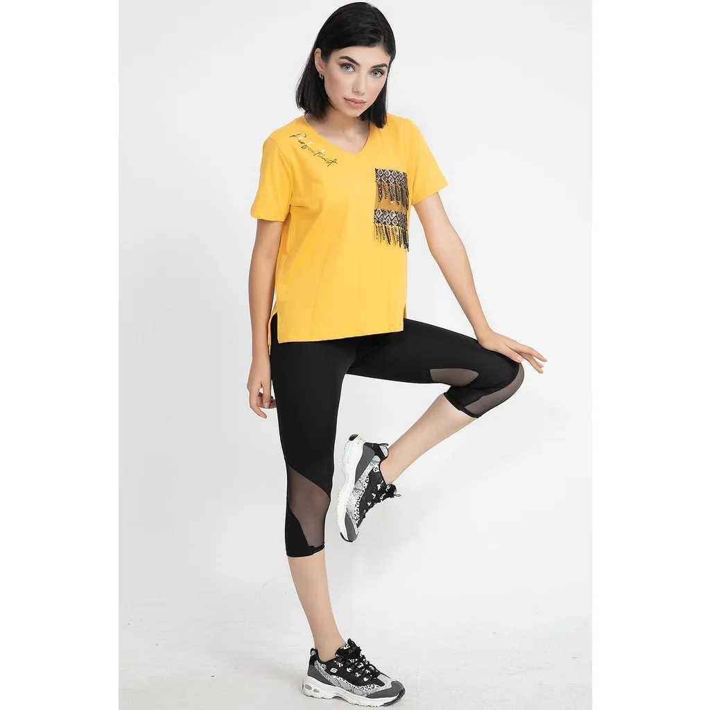 WPR High Bel Toparlayici Transparan Detail Women Capri Leggings