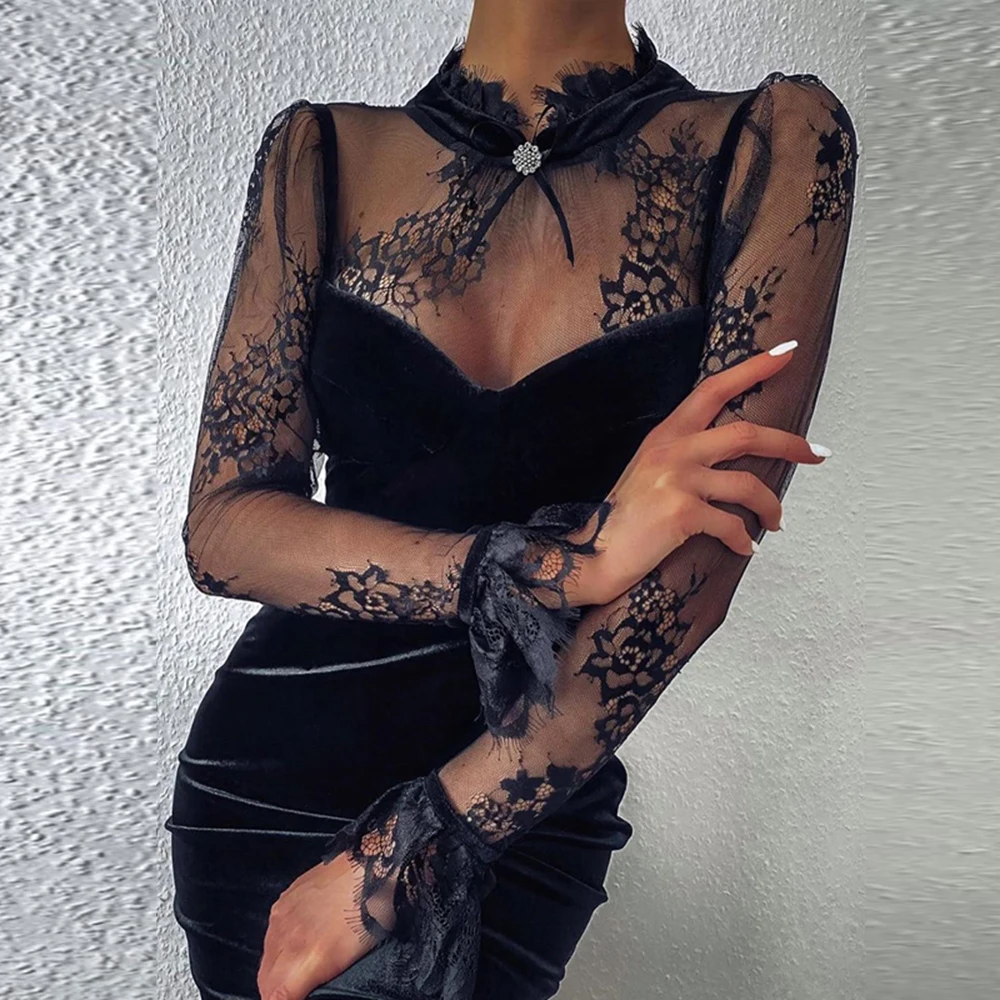 Женское элегантное платье 2020 новое модное кружевное Бархатное облегающее