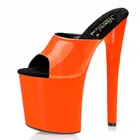 Женские флуоресцентные оранжевые босоножки Mclubgirl, летние босоножки для танцев на Пилоне, на высоком каблуке 20 см, босоножки на платформе для ночного клуба, женские LYP
