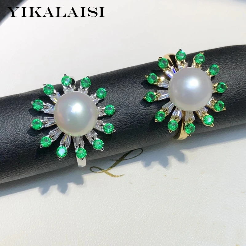 

YIKALAISI 925 Sterling Silver Rings Jewelry For Women 8-9mm Round Natural Freshwater Pearl Rings 2020 New Arrivals Wholesales