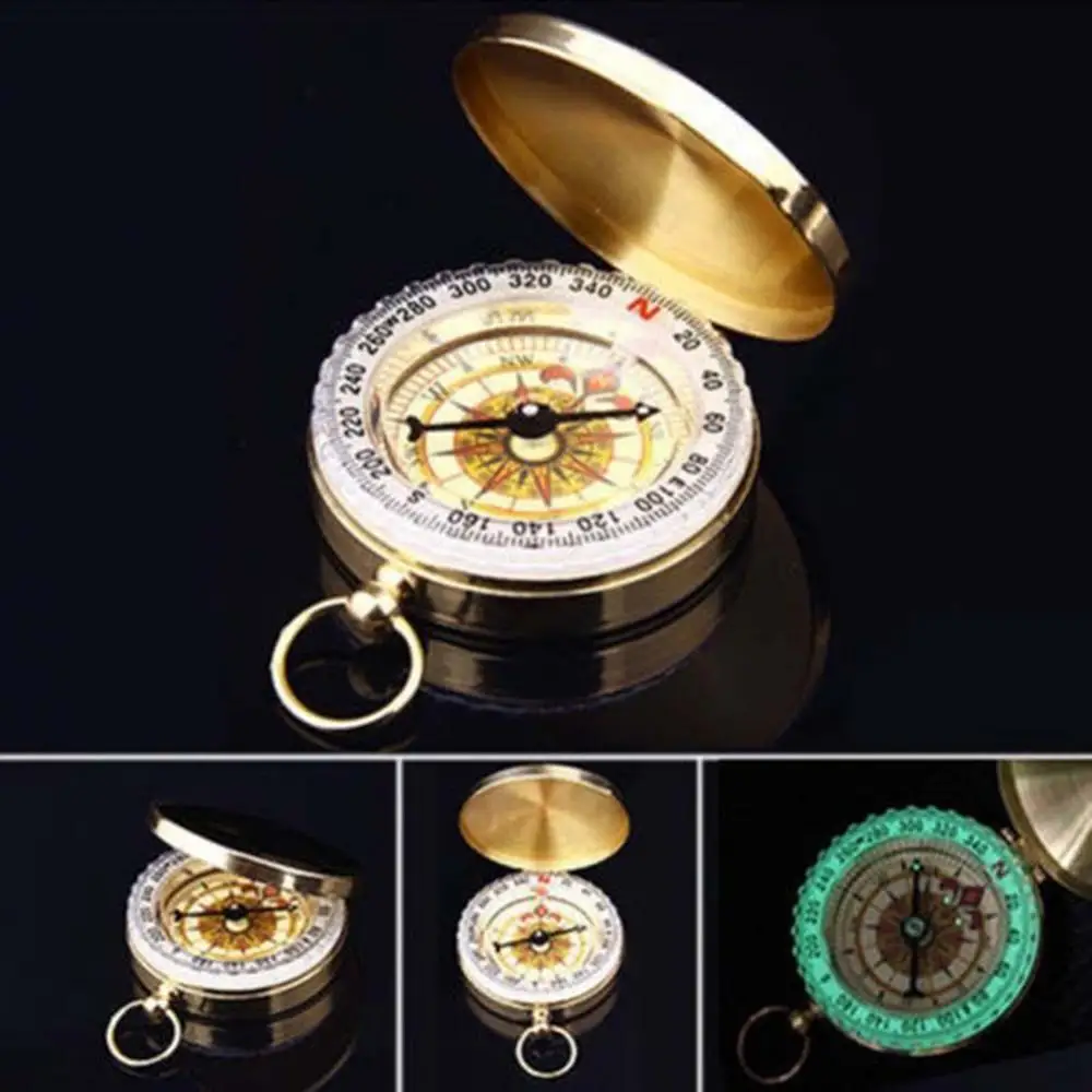 Лидер продаж 50% года светящийся медный Карманный компас в стиле ретро для