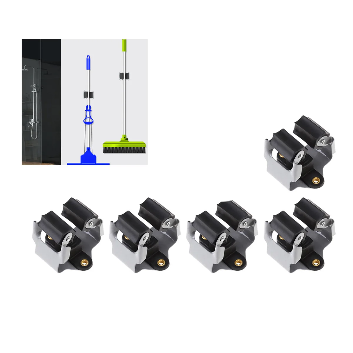 

5pcs Mop Holders Wall Mounted Bathroom Racks Accessory Organizers with 10 Screws for Washroom Bathroom Kitchen Cleaning Tool A3