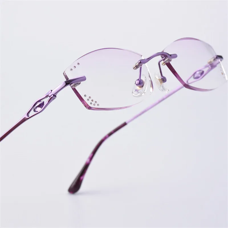 Очки по рецепту женские модные Очаровательные очки без оправы с бриллиантами