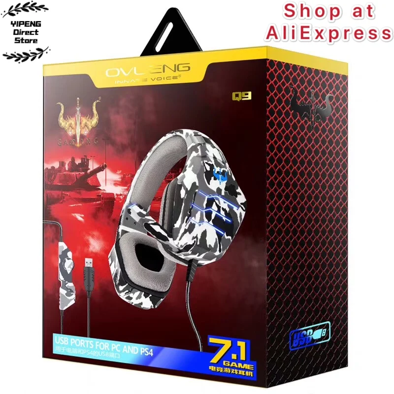 

Q9 Wired Gaming Headset E-Sports with Microphone Stereo Surrounded HiFi Headphone for PC Laptop Computer USB PS4 Gamer