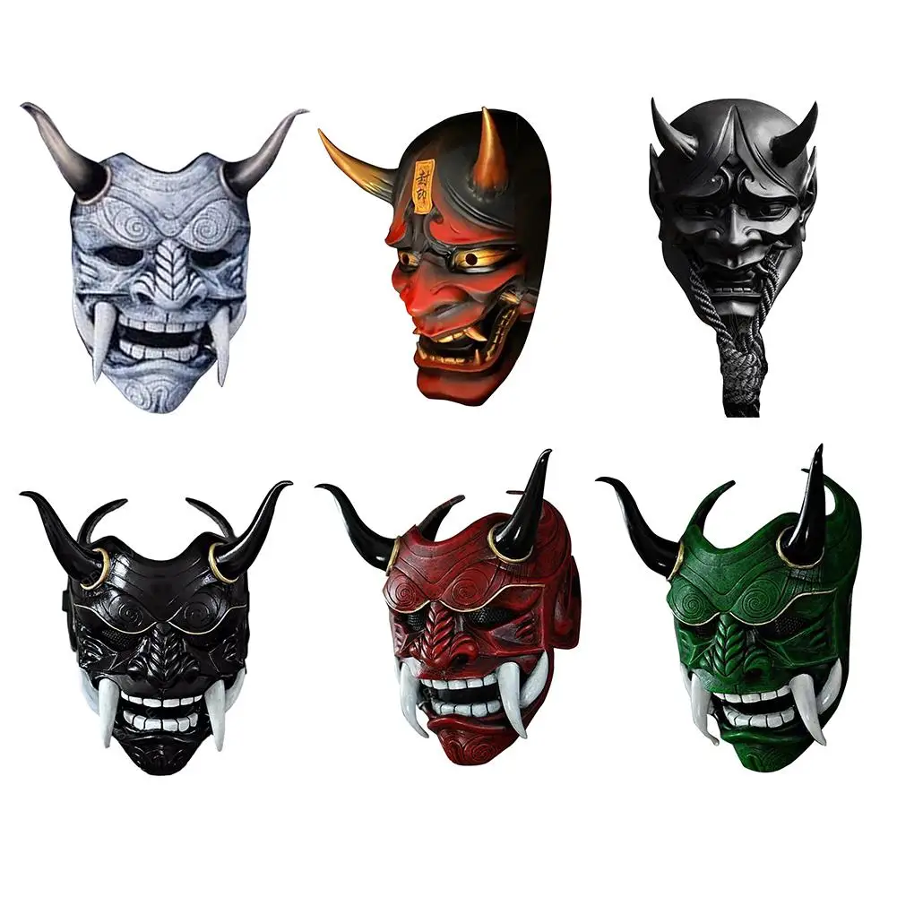 

Laughing Prajna Devil Ghost Face Half Face Cosplay Costume Party Tactical Mask Resin Halloween Mask Demon Knight