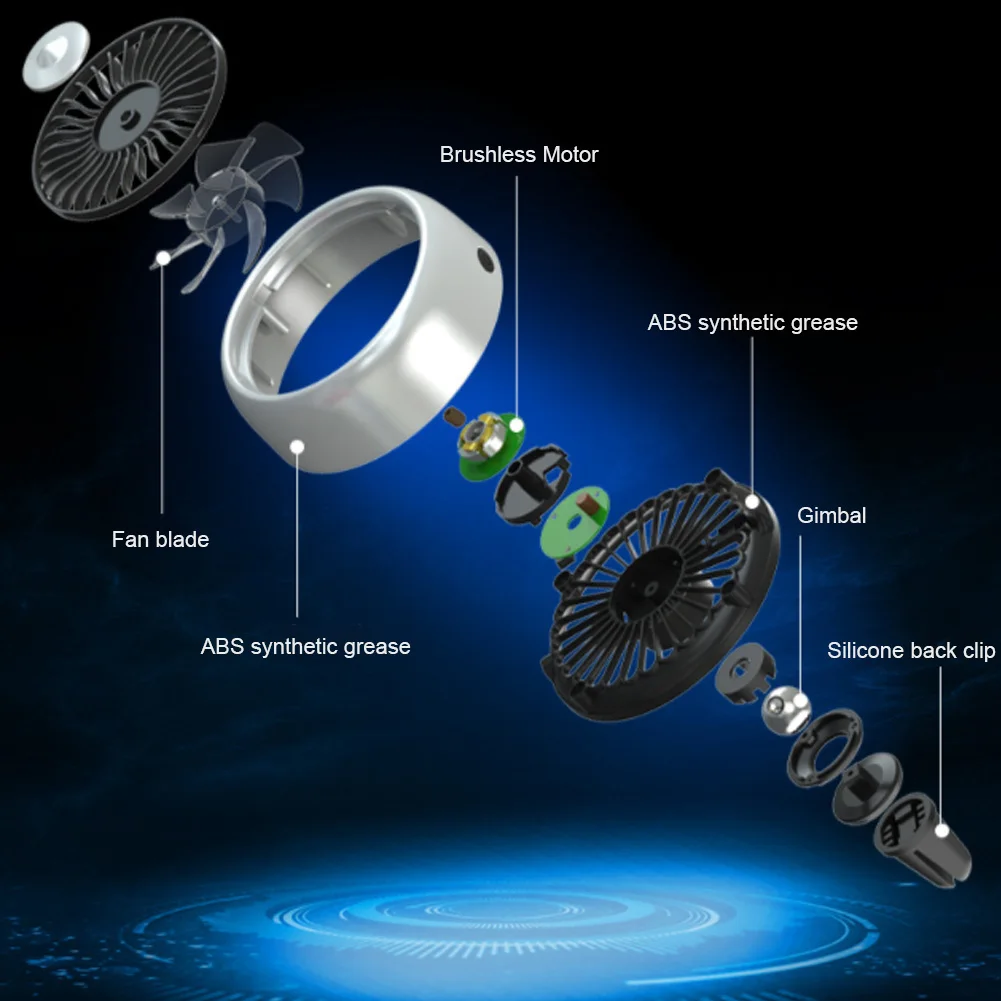 Автомобильный вентилятор с подсветильник кой вращающийся на 360 ° USB-порт 3
